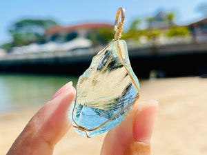 (1116 new pending) Andaras - Aqua Diamond Pendant <BR> 海洋鑽石光吊墜 - newearthstore