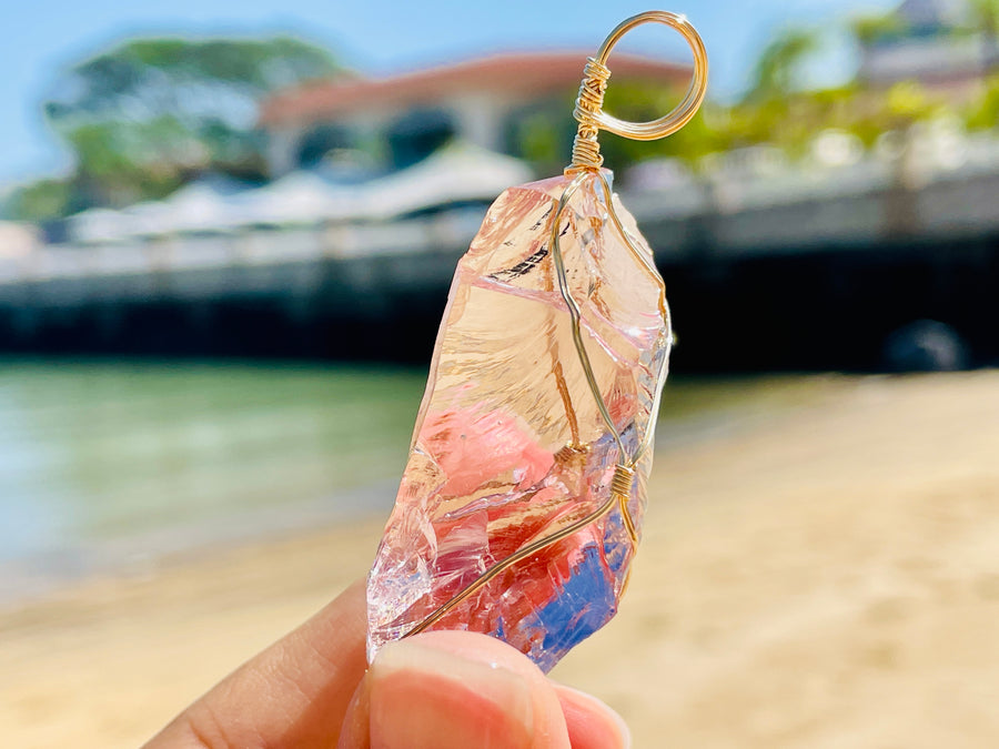 (1116 new pending)  Andara -  Divine Feminine Christ Sophia Activator Pendent <BR>  神聖女神柔和粉紅色索菲亞基督啟動吊墜 - newearthstore