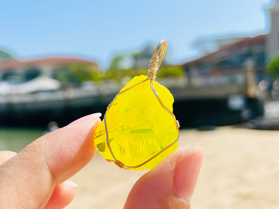 (1116 new pending -7grams)  Andaras - Cosmic Light Source Neon Yellow  in 14KGF <BR> 宇宙光源霓虹黃吊墜 - newearthstore