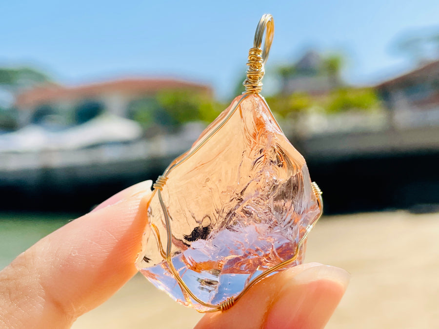 (1116 new pending-12grams)  Andaras - Lemurian Champagne Pendant in 14KGF <BR> 溫柔香檳色的列木里亞吊墜 - newearthstore