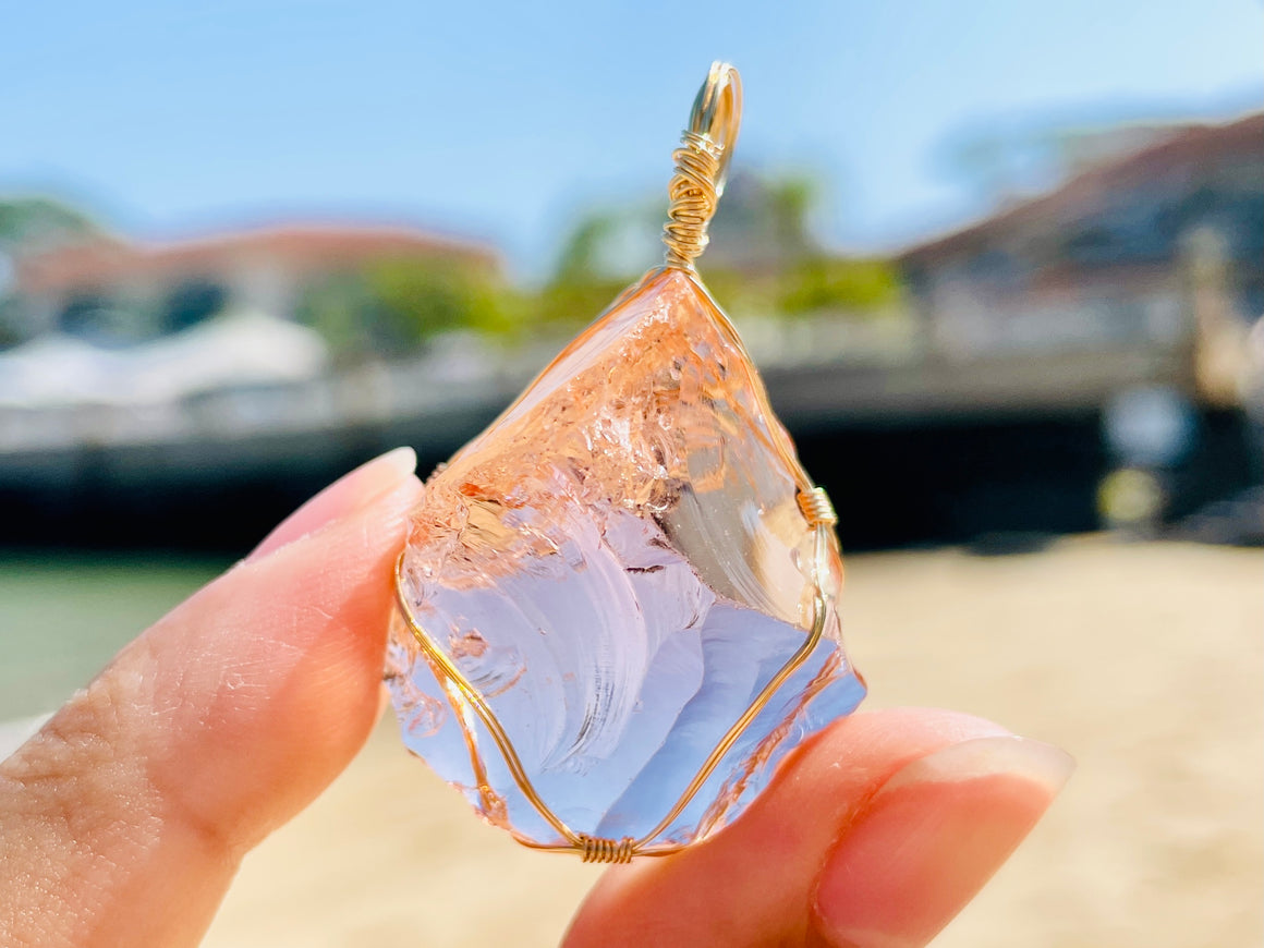 (1116 new pending-13grams)   Andaras - Lemurian Champagne Pendant in 14KGF <BR> 溫柔香檳色的列木里亞吊墜 - newearthstore