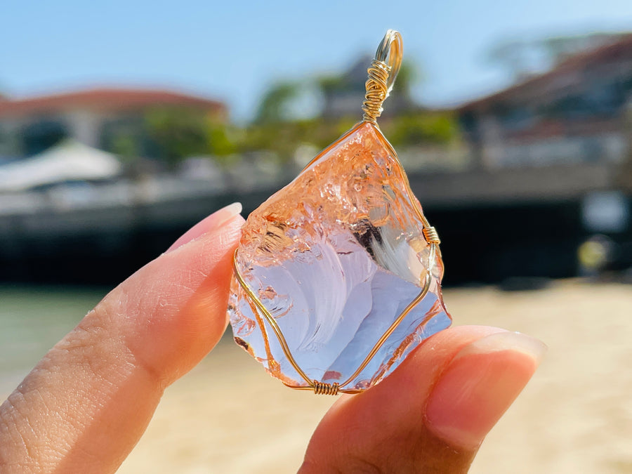 (1116 new pending-13grams)   Andaras - Lemurian Champagne Pendant in 14KGF <BR> 溫柔香檳色的列木里亞吊墜 - newearthstore