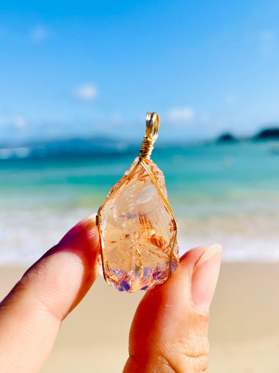 Andaras - Lemurian Champagne Pendant in 14KGF <BR> 溫柔香檳色的列木里亞吊墜 - newearthstore