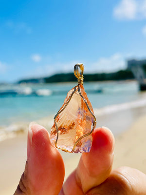 Andaras - Lemurian Champagne Pendant in 14KGF <BR> 溫柔香檳色的列木里亞吊墜 - newearthstore