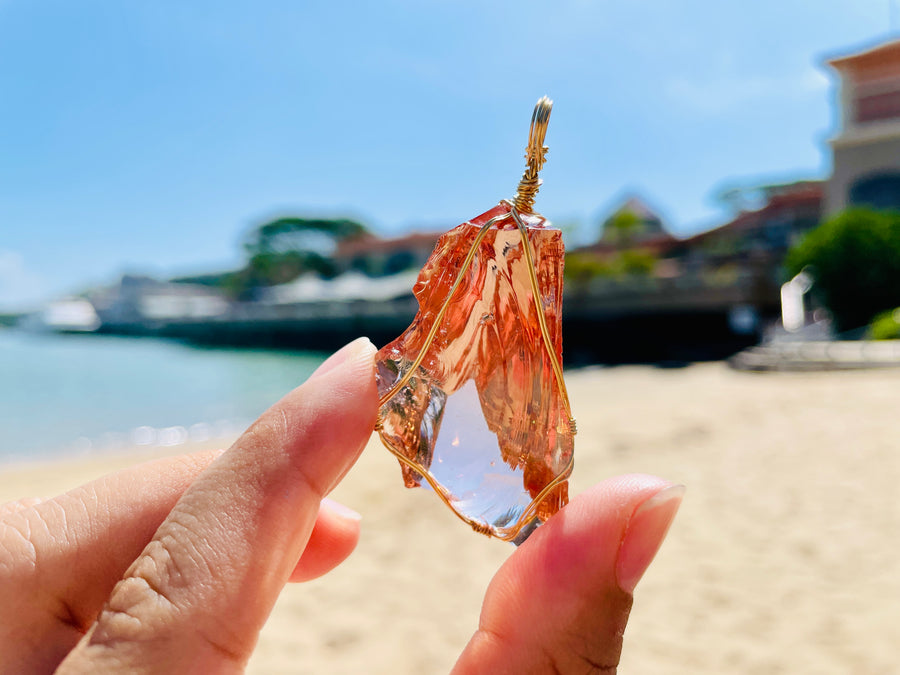 Andara - Mary Magdalene Champagne Wrapped in 14KGF Necklace <BR> 瑪麗瑪格達琳香檳金線包裹14 KGF 項鍊 - newearthstore