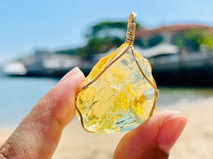 Andaras - Solaris Yellow Pendant Wrapped in 14KGF <BR> 神聖的太陽光芒吊墜 - newearthstore