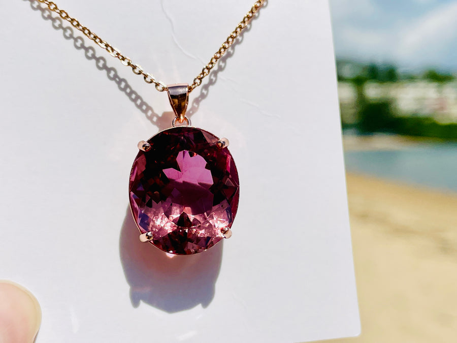 Andaras - Mary Magdalene Champagne JEWEL Pendant with 14K Rose Gold Foiled<BR> 瑪麗瑪格達琳香檳寶石切割吊墜 - newearthstore
