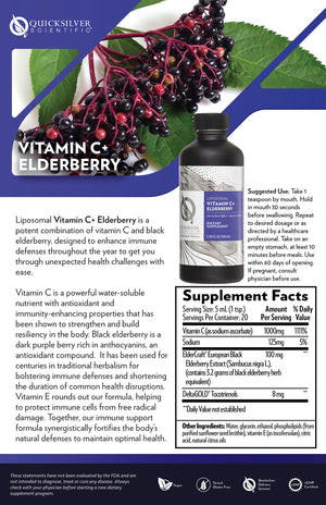 Quicksilver Scientific Liposomal Vitamin C + Elderberry (脂質體維生素 C + 接骨木莓配方) - newearthstore