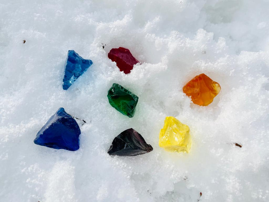 (0218 new pending )Andaras - Rainbow Lightbody Chakra Set 7 Pieces <BR> 彩虹光體脈輪水晶啟動 158grams - newearthstore