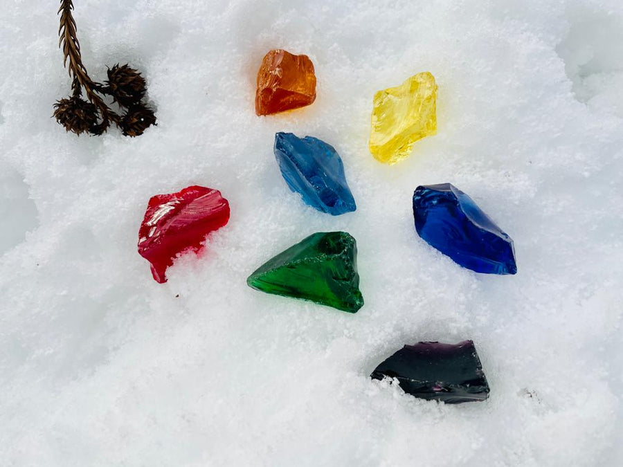 (0218 new pending )Andaras - Rainbow Lightbody Chakra Set 7 Pieces <BR> 彩虹光體脈輪水晶啟動 210grams - newearthstore